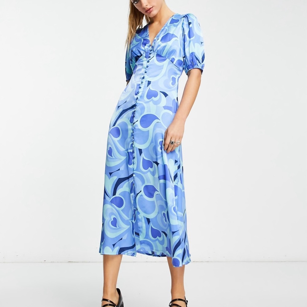 ASOS Blue Swirl Midi Dress